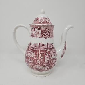 Teapot Coaching Taverns White Red by Royal Tudor